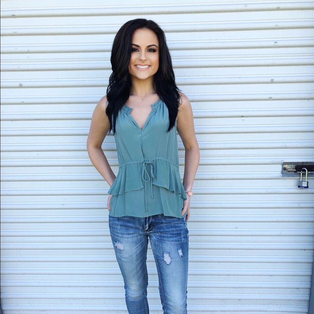 Sage Silk Sleeveless Top